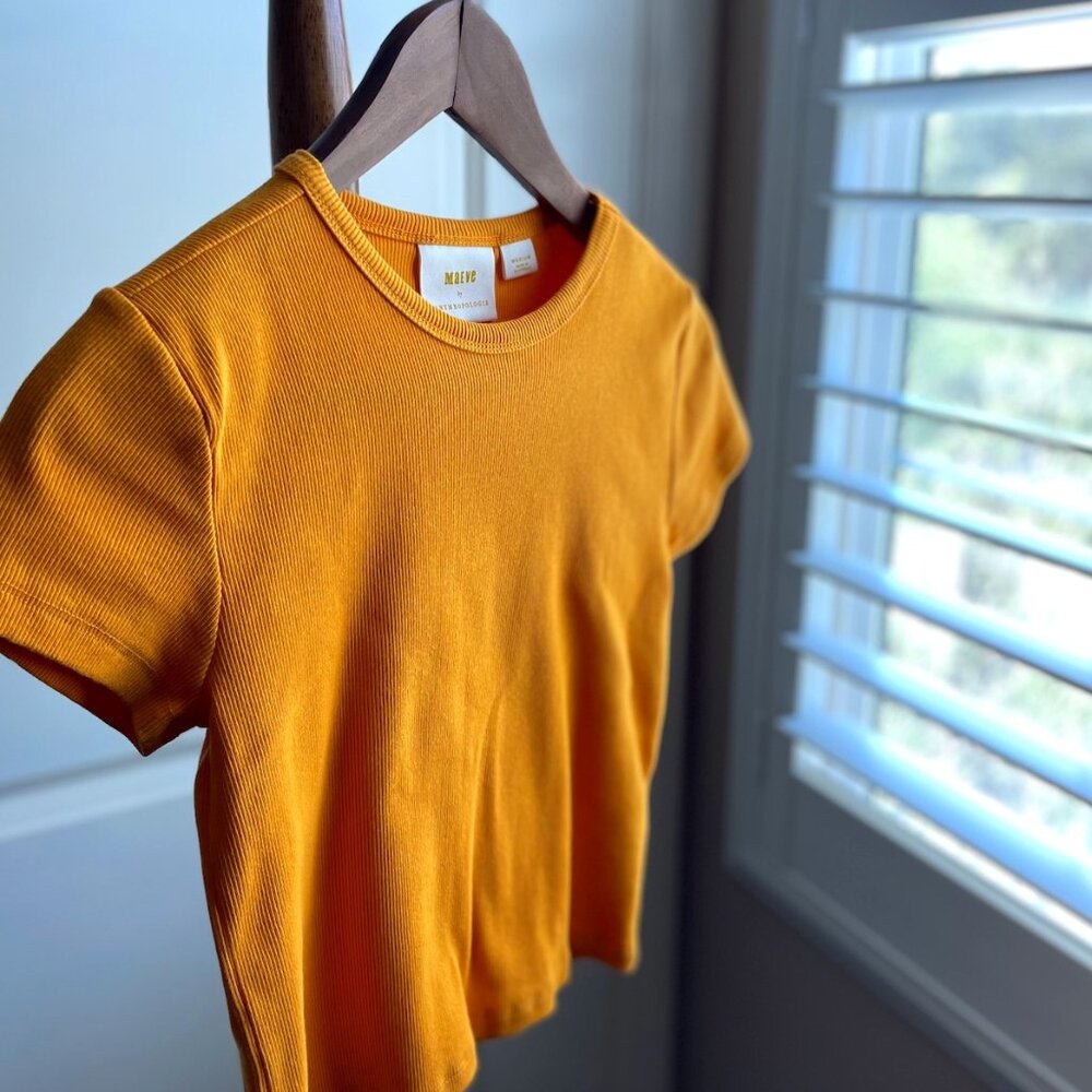 Anthropologie | Yellow Blair Baby Tee by Maeve: Cropped Edition | Medium